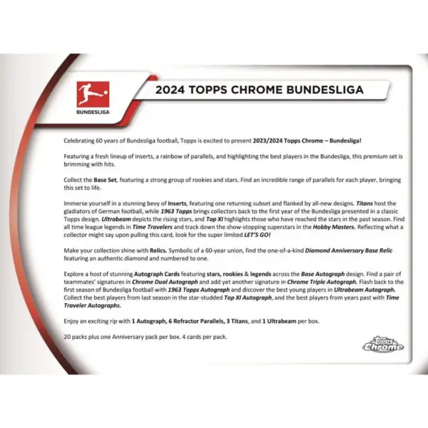 2023-24 Topps Chrome Bundesliga Soccer Hobby Box - Image 2