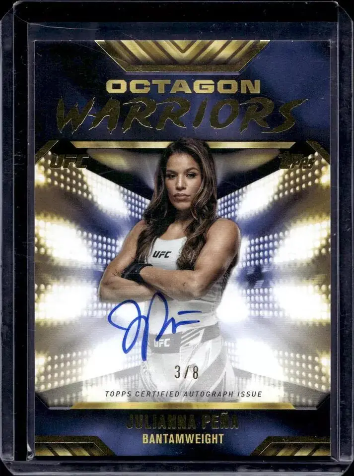 Julianna Pena 2024 Topps Knockout UFC Octagon Warriors Gold Auto /8 OWA-JPA