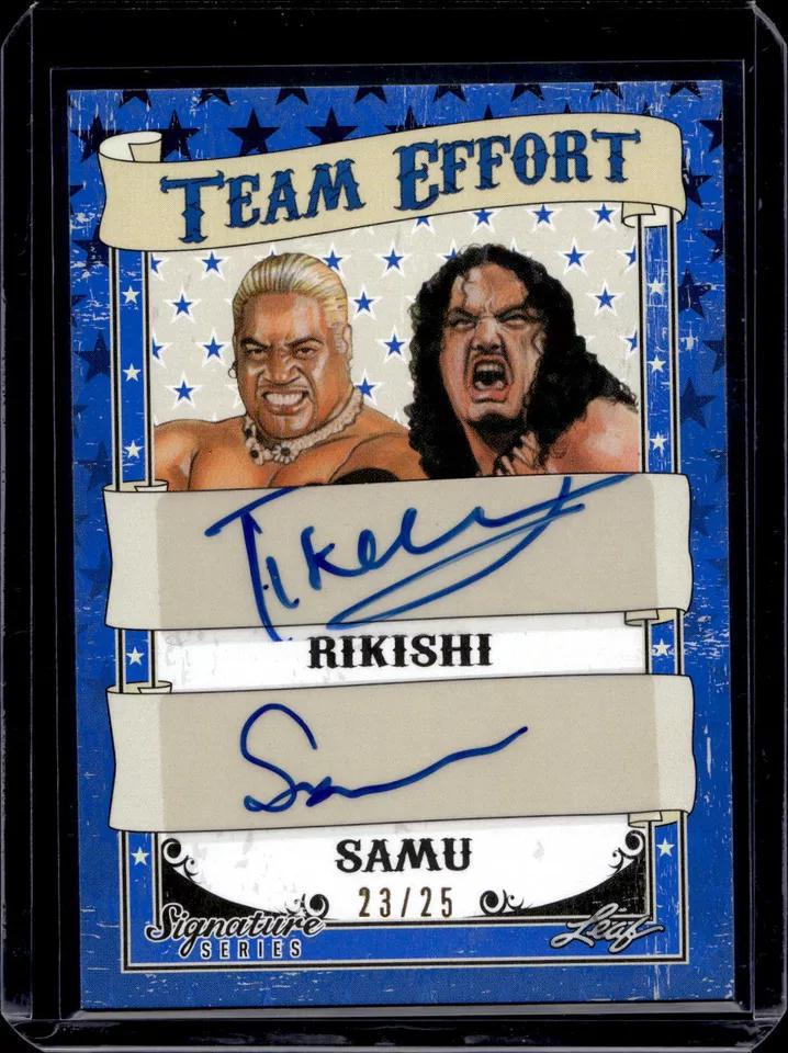 Rikishi Samu 2016 Leaf Signature Series Team Effort Dual Blue Auto /25 TE-23