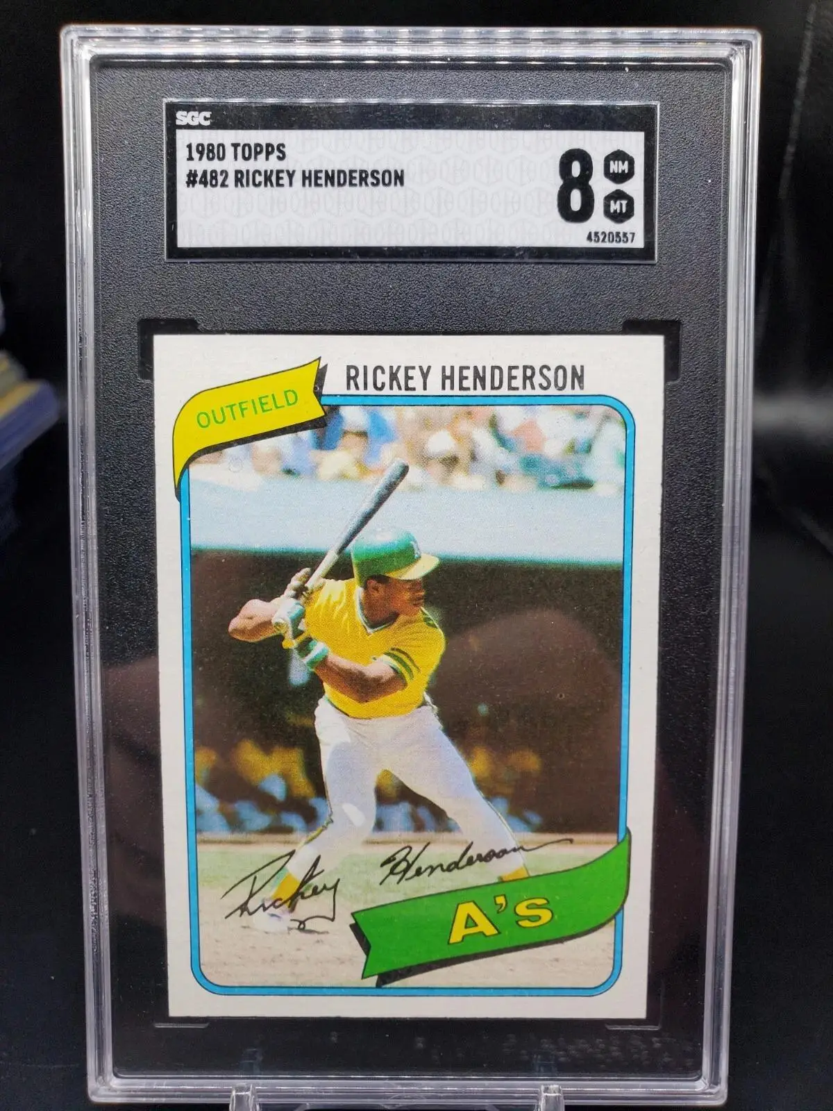 Rickey Henderson 1980 Topps Rookie RC Oakland Athletics 482 SGC 8