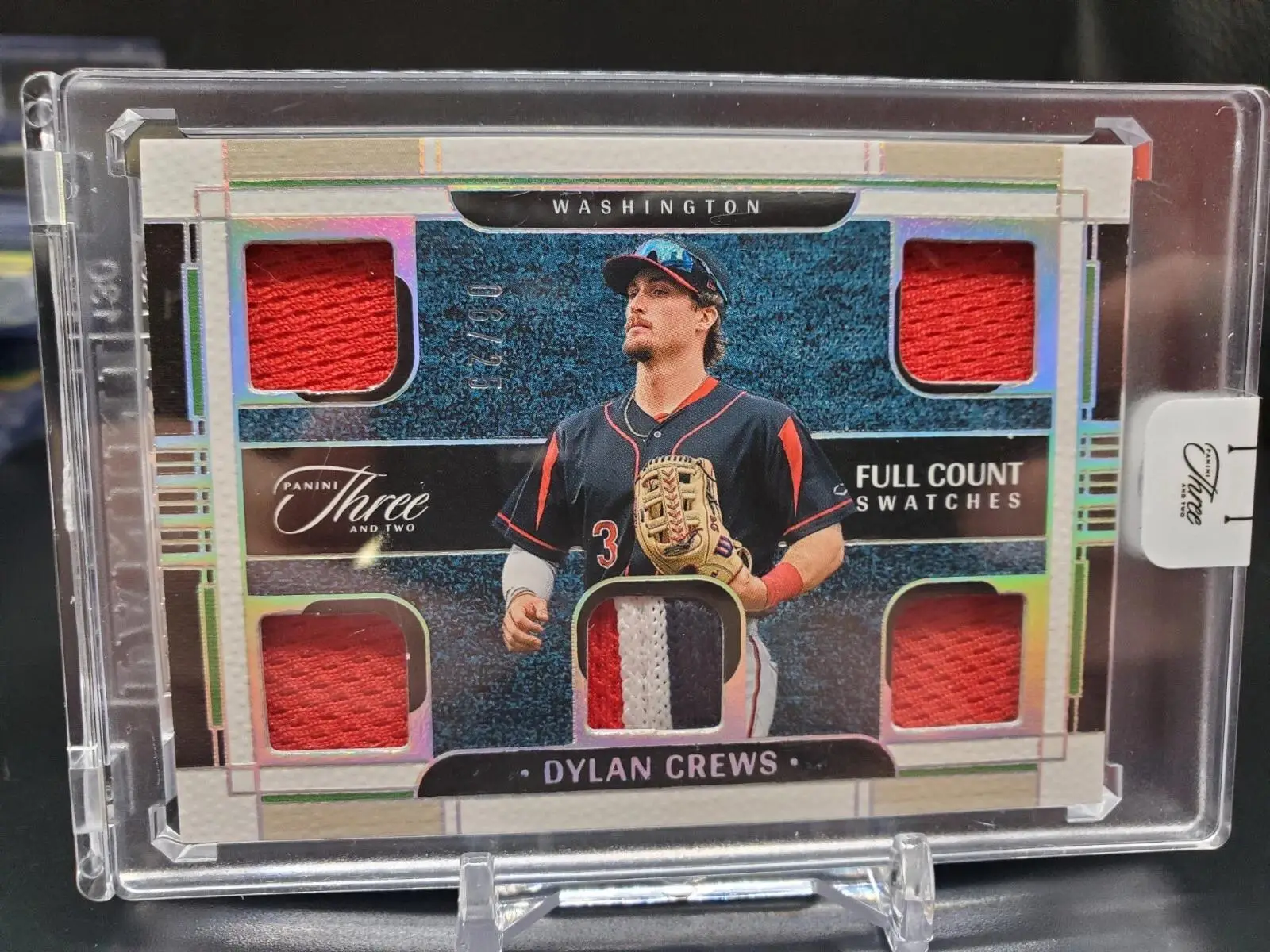Dylan Crews 2024 Panini Three & Two Full Count Swatches /25 Washington Nationals