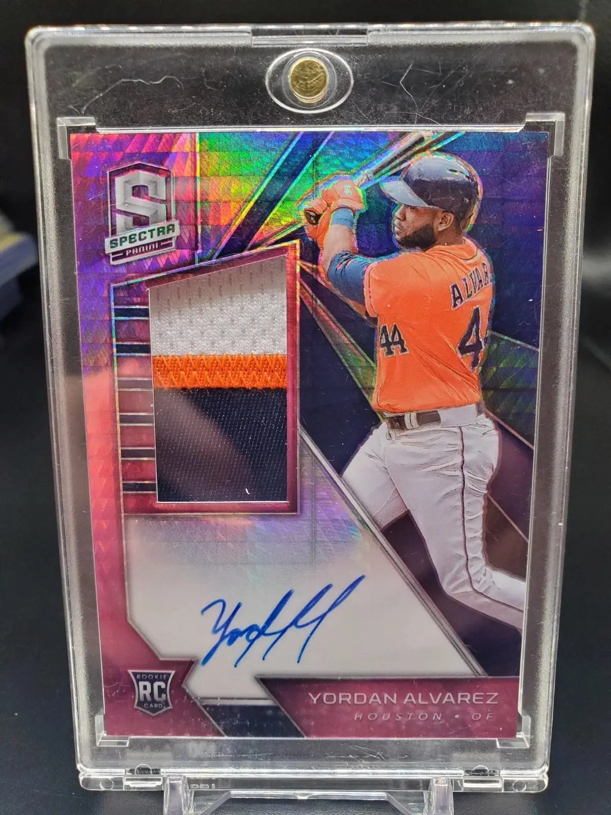 Yordan Alvarez 2020 Panini Spectra Pink RC Patch Auto /49 Houston Astros 103