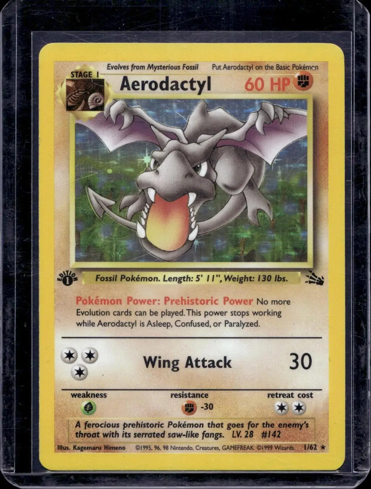 Aerodactyl 1st Edition Holo Pokemon Fossil 1/62