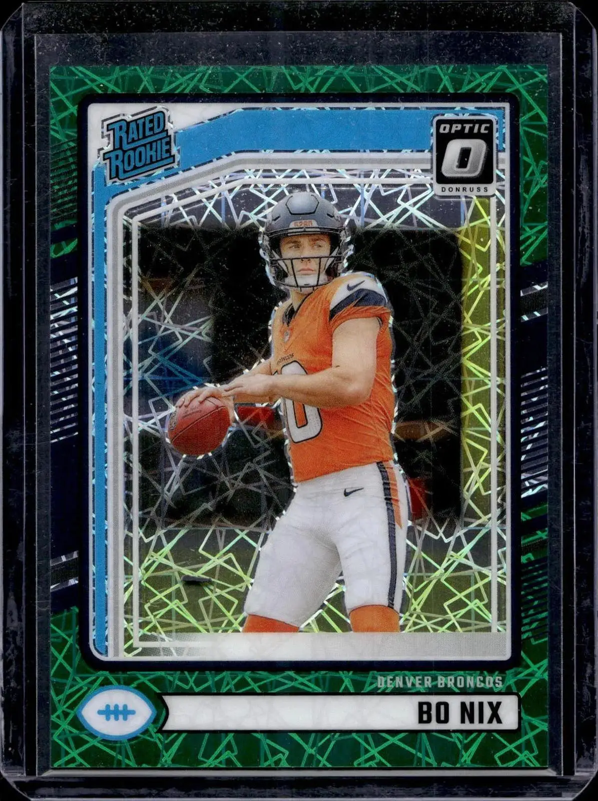 Bo Nix 2024 Donruss Optic Rated Rookie Preview Green Velocity Denver Broncos 369
